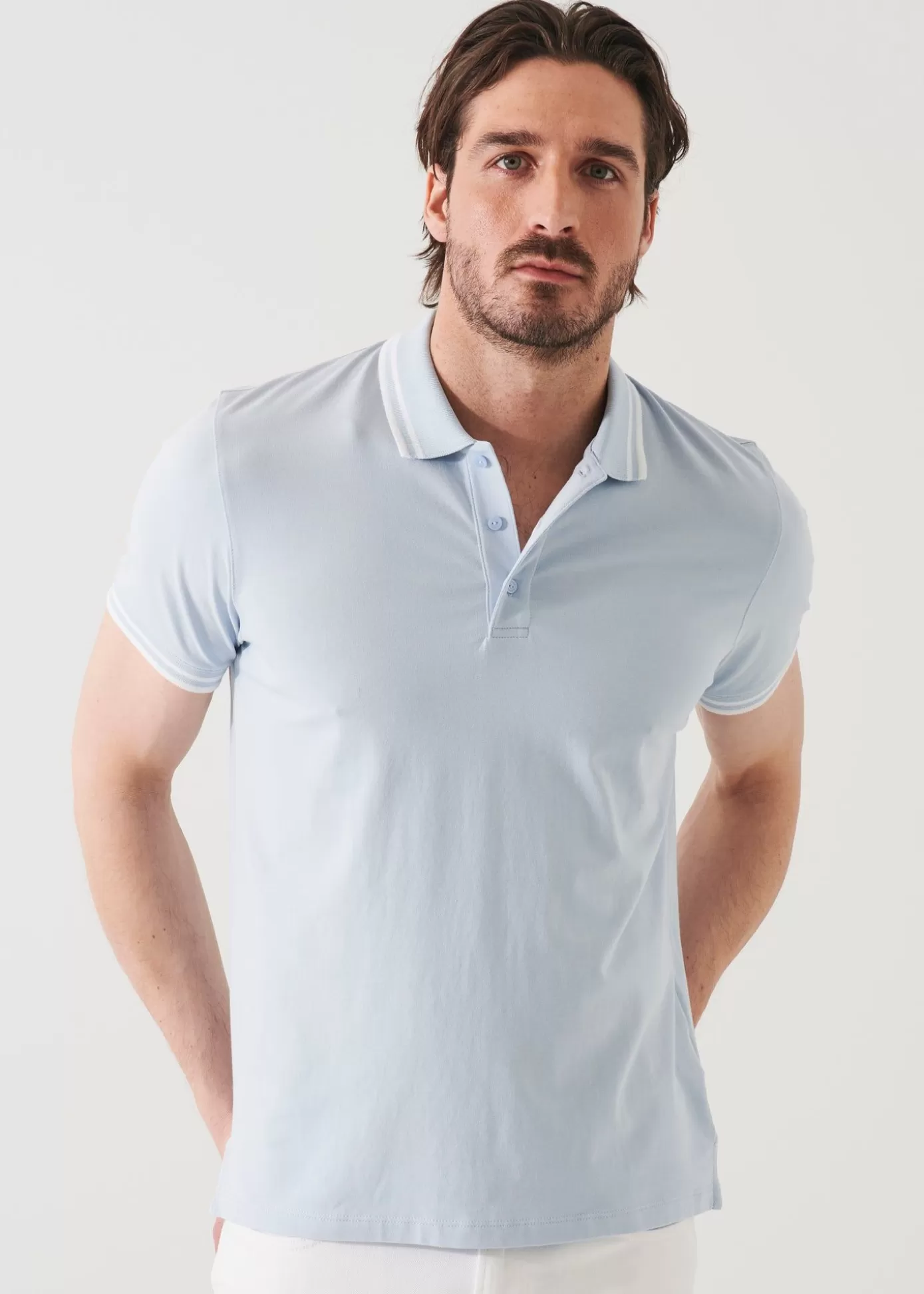 PATRICK ASSARAF Pima Cotton Stretch Tipped Polo Flash Sale