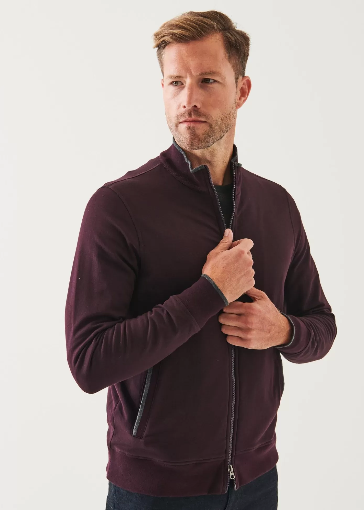 PATRICK ASSARAF Pima Stretch Fleece Track Jacket Flash Sale