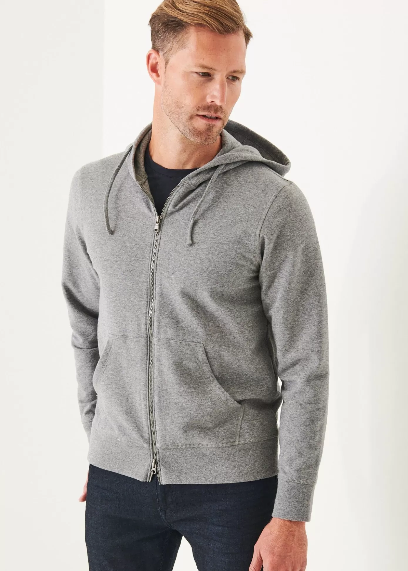 PATRICK ASSARAF Pima Stretch Fleece Zip-Up Hoodie Flash Sale