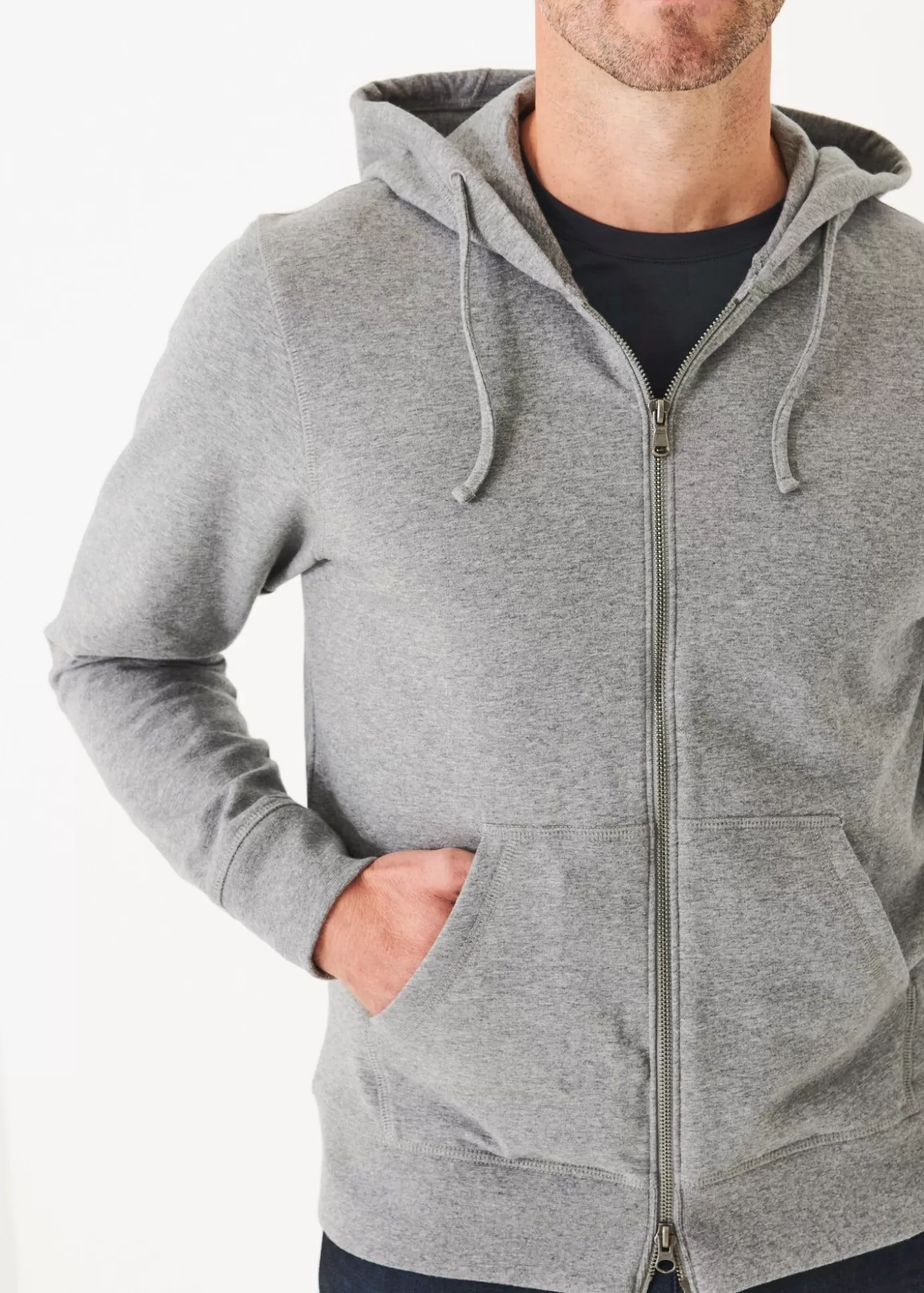 PATRICK ASSARAF Pima Stretch Fleece Zip-Up Hoodie Flash Sale