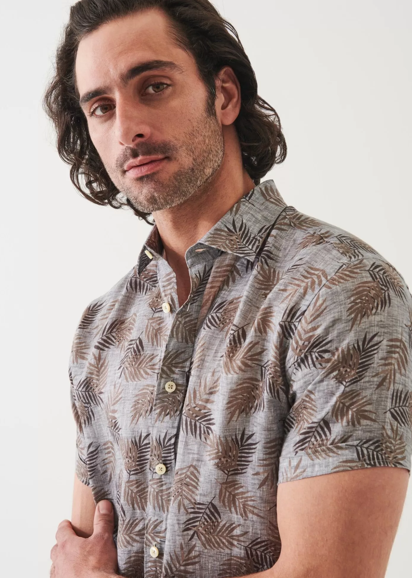 PATRICK ASSARAF Printed Linen Shirt Store