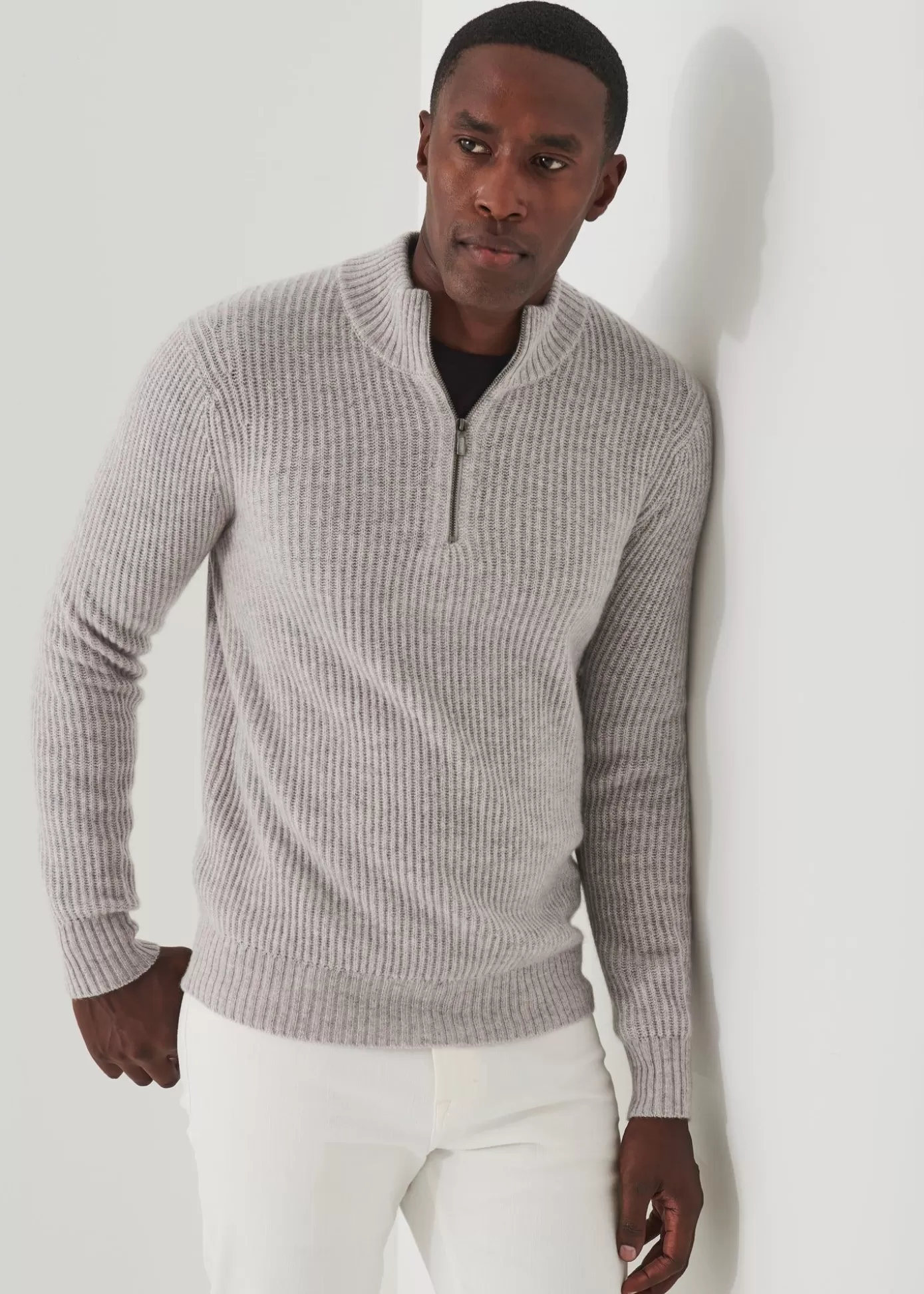 PATRICK ASSARAF Ribbed Cashmere Quarter-Zip Store