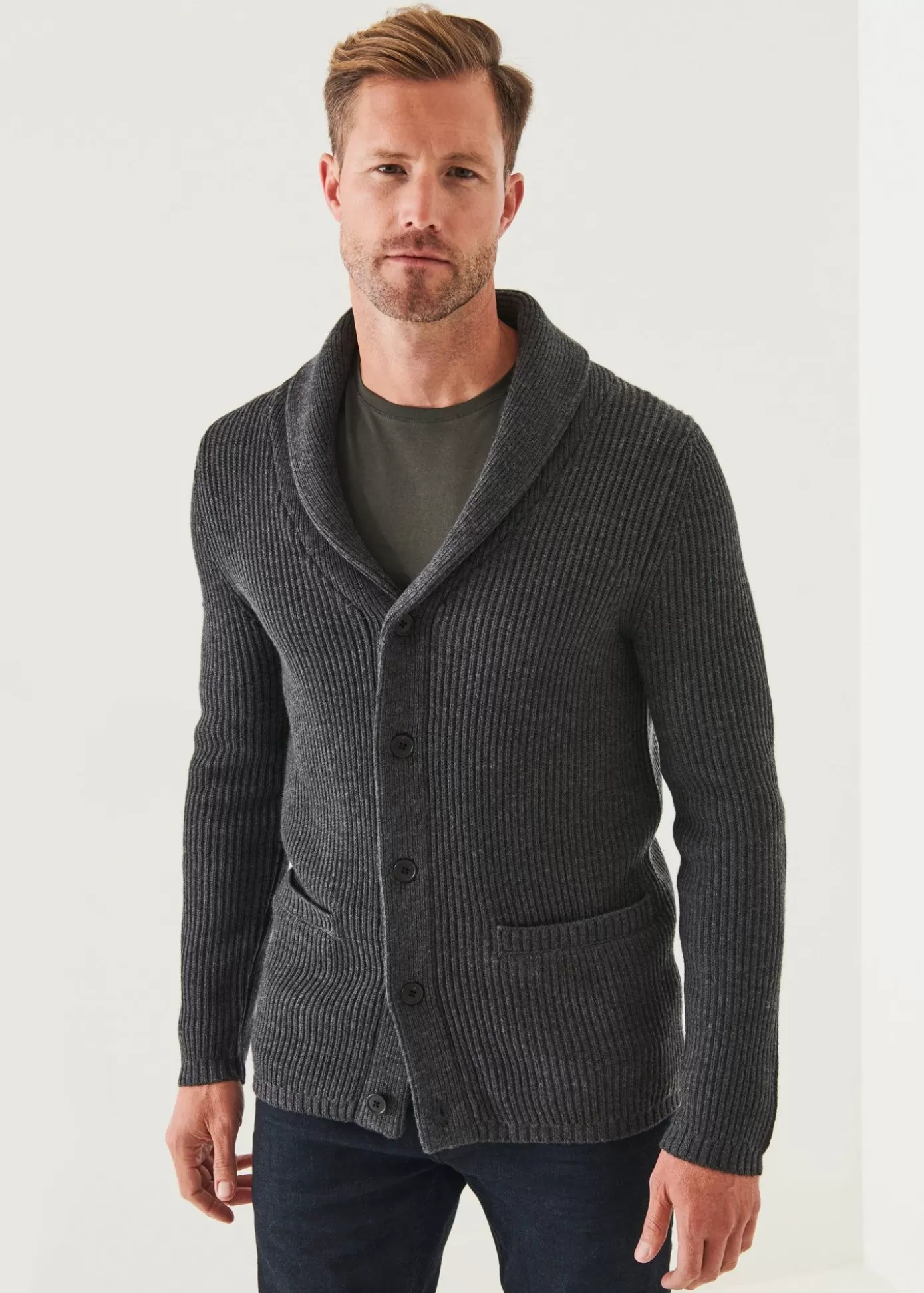 PATRICK ASSARAF Ribbed Shawl Cardigan Clearance