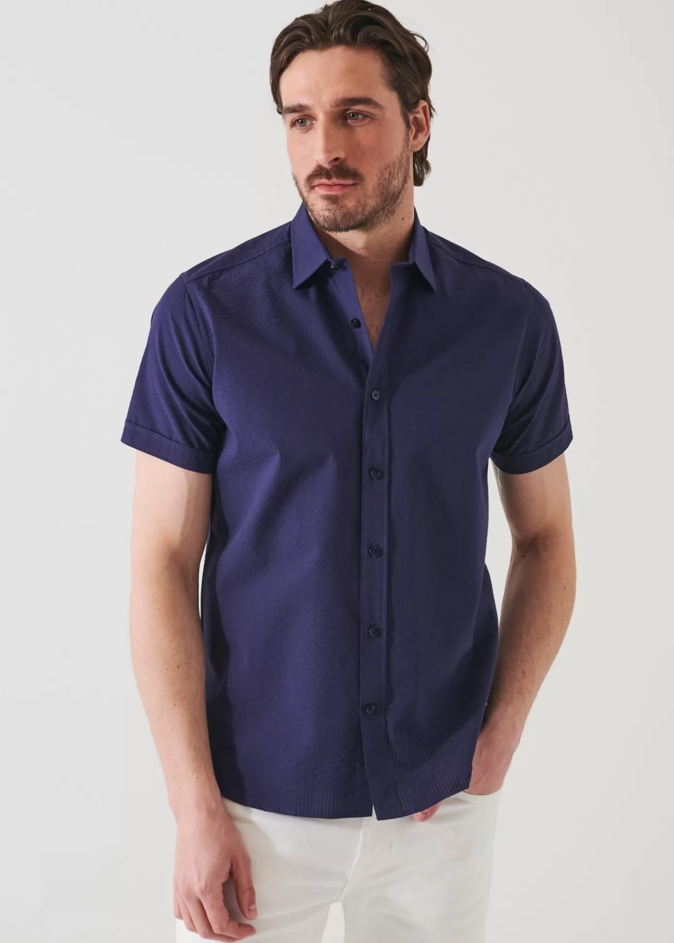 PATRICK ASSARAF Seersucker Cotton Shirt Best Sale