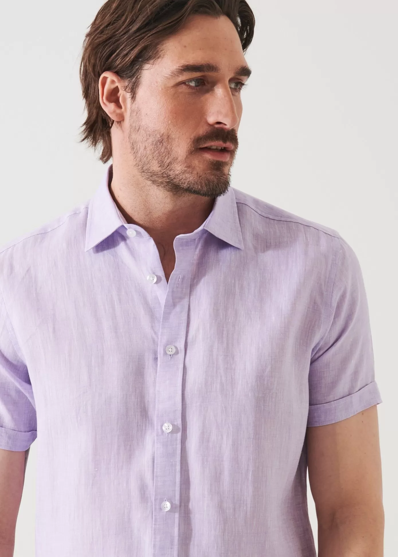 PATRICK ASSARAF Short Sleeve Linen Shirt Clearance