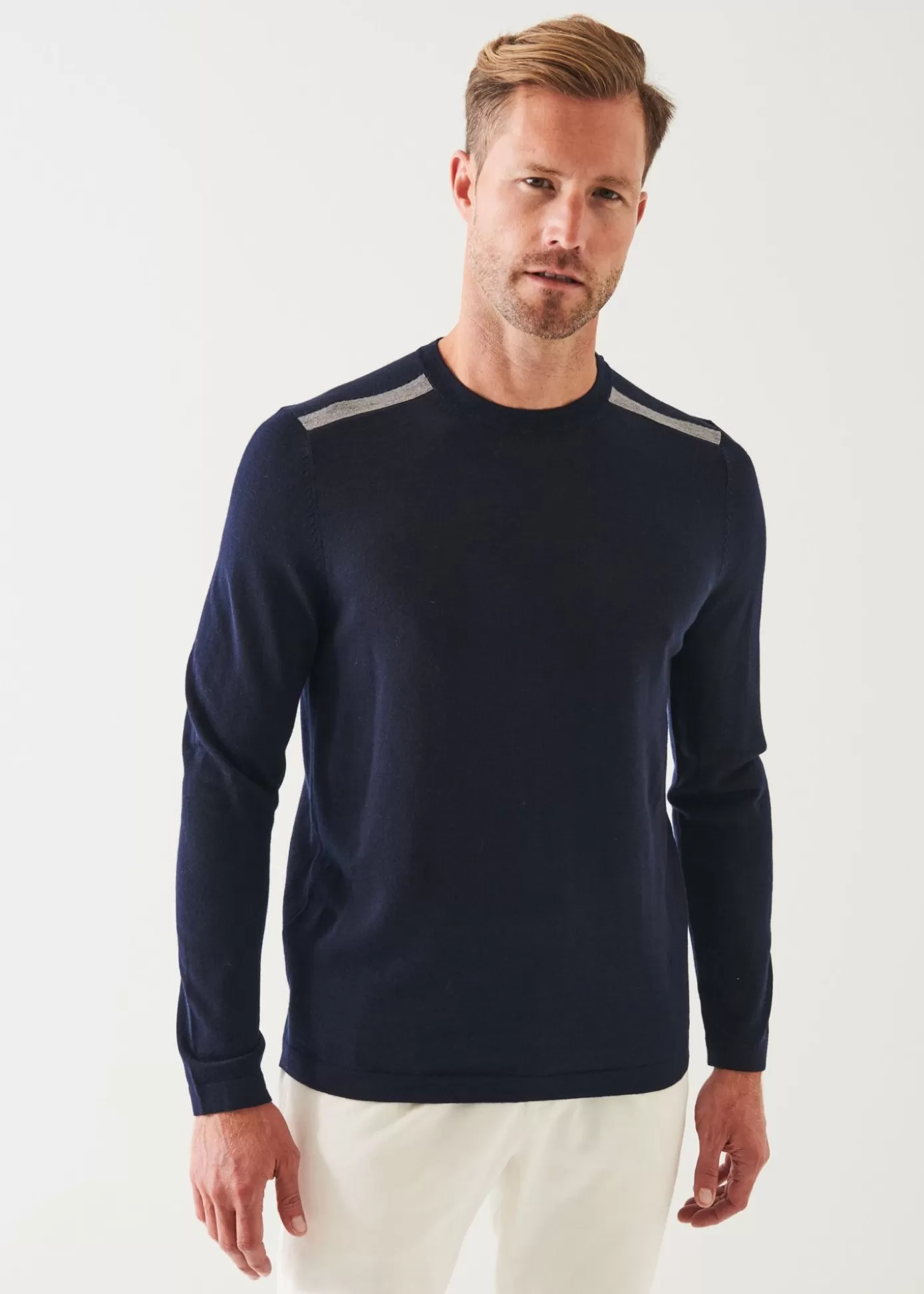 PATRICK ASSARAF Shoulder Tipped Merino Wool Crewneck Fashion