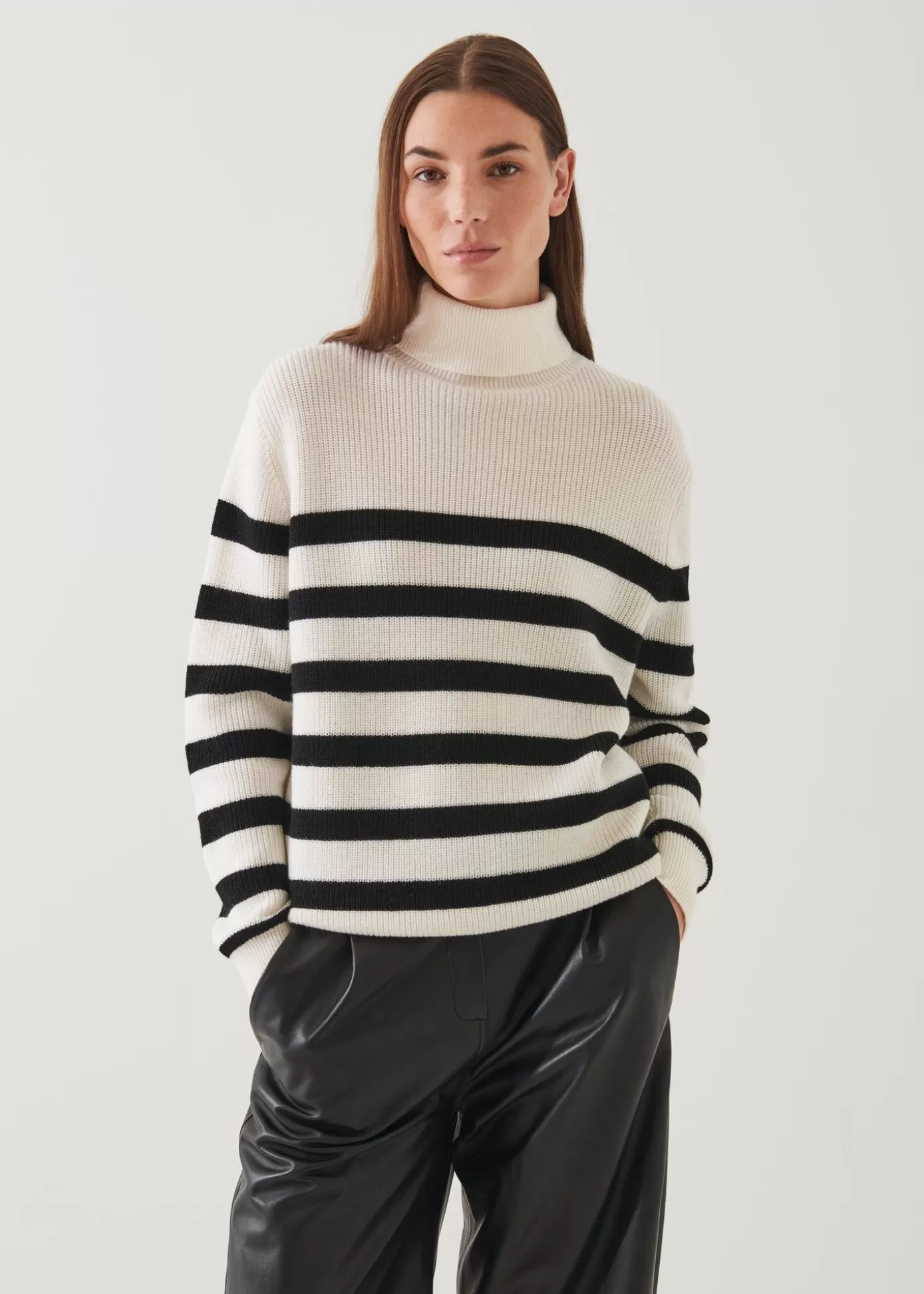 PATRICK ASSARAF Striped Boyfriend Turtleneck Shop