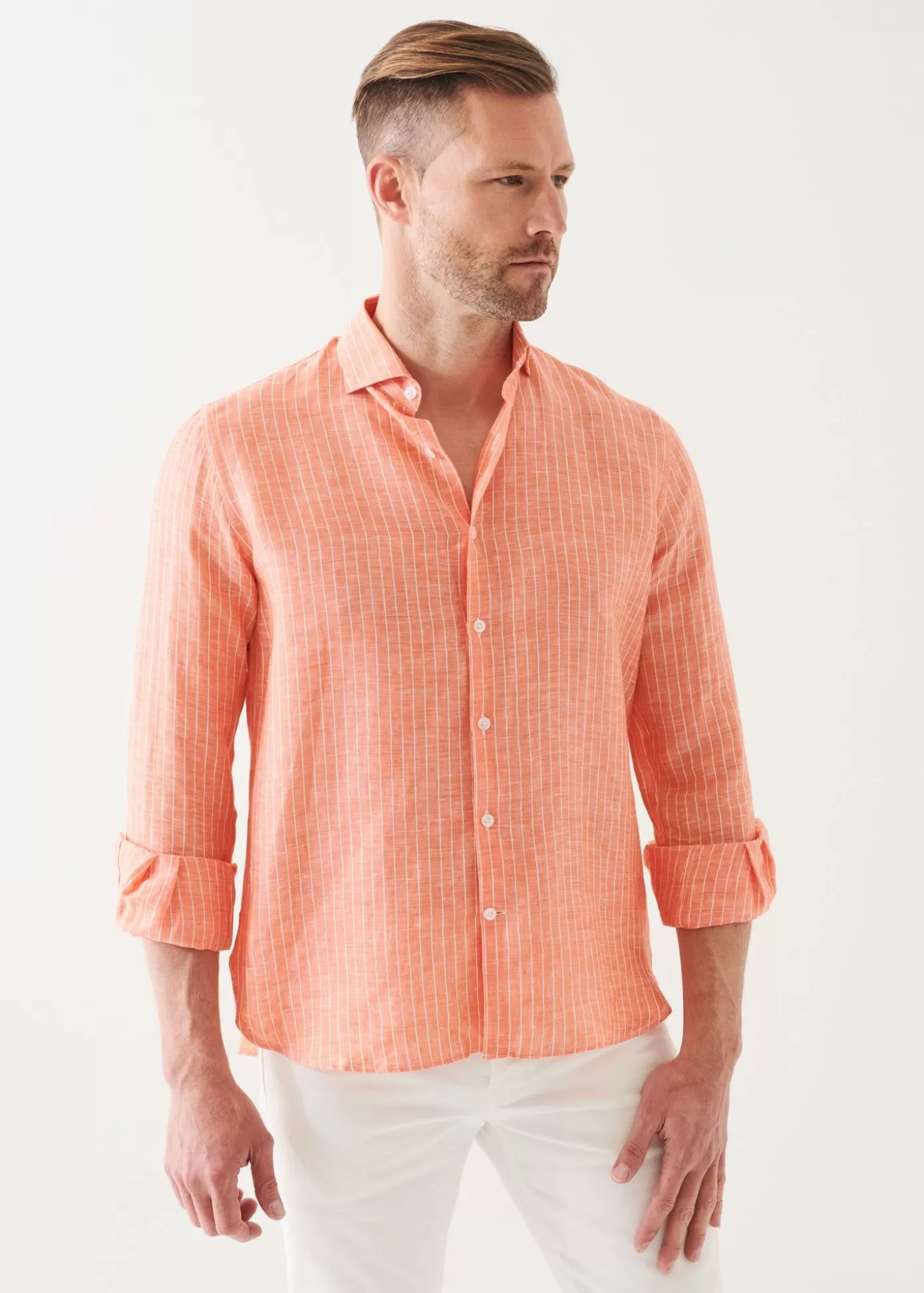 PATRICK ASSARAF Striped Linen Shirt Flash Sale