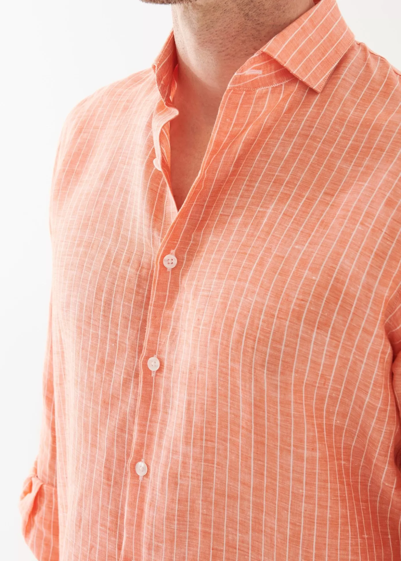 PATRICK ASSARAF Striped Linen Shirt Flash Sale