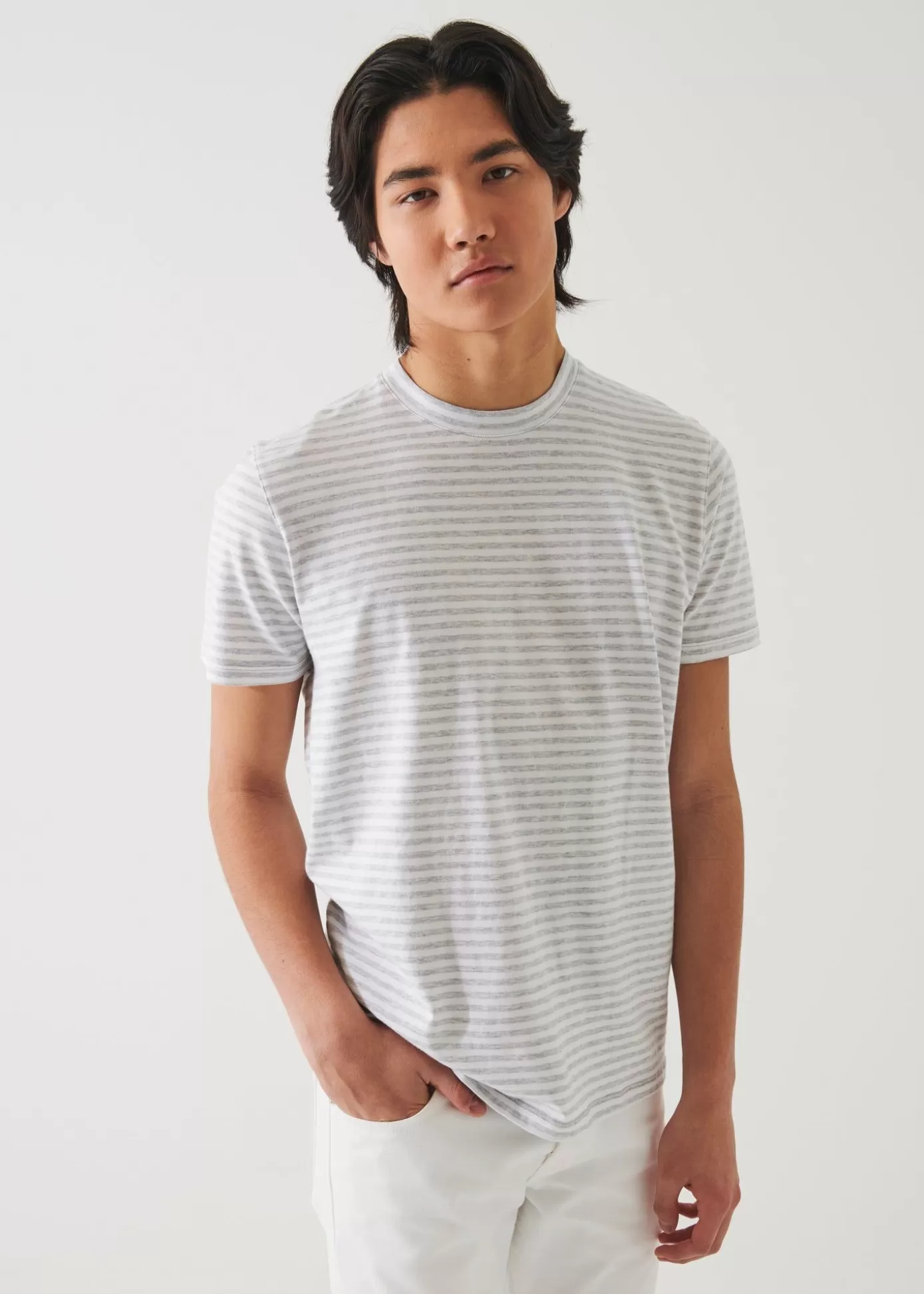 PATRICK ASSARAF Striped Pima Cotton Stretch T-Shirt Outlet