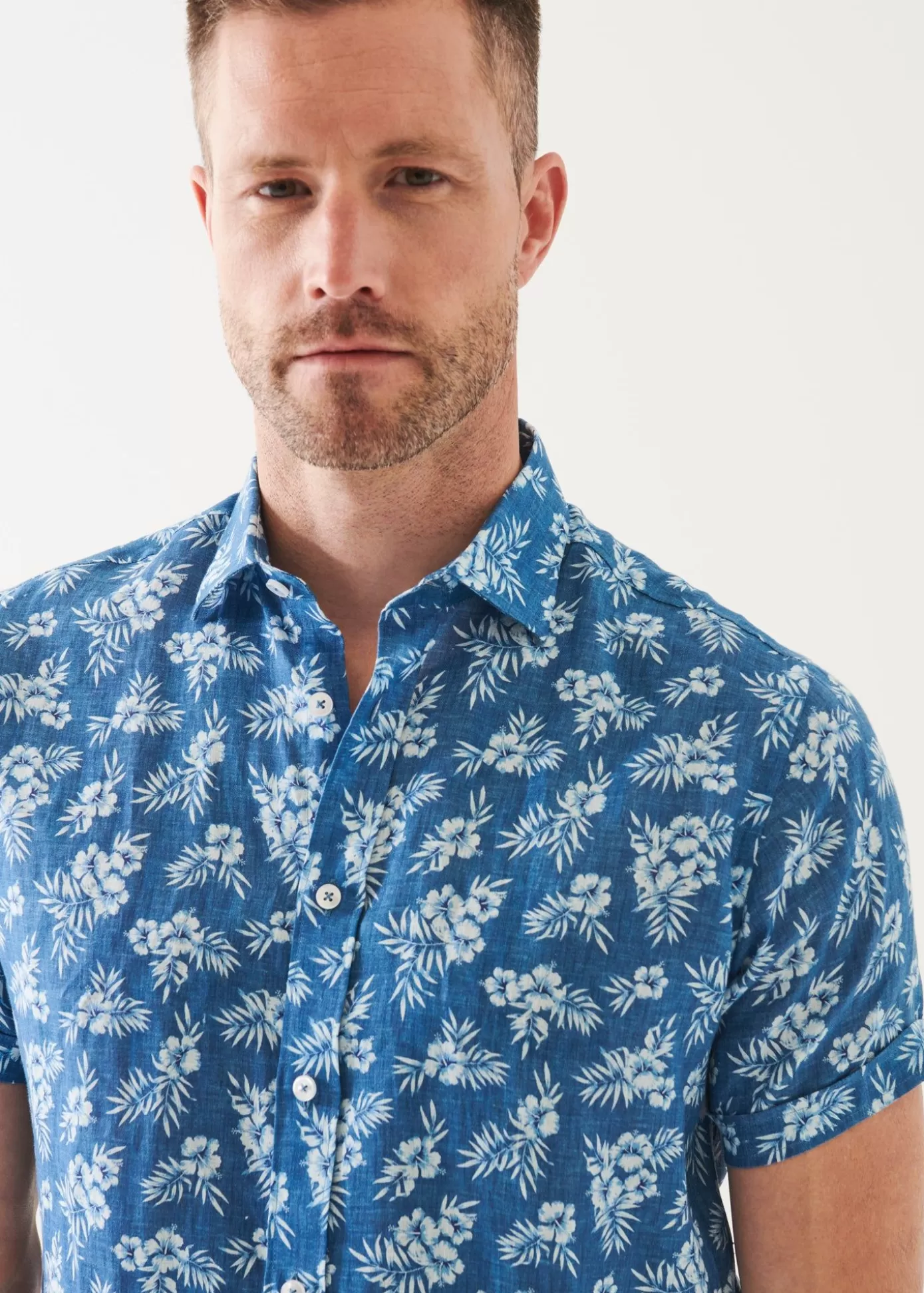 PATRICK ASSARAF Tropical Print Linen Shirt Flash Sale