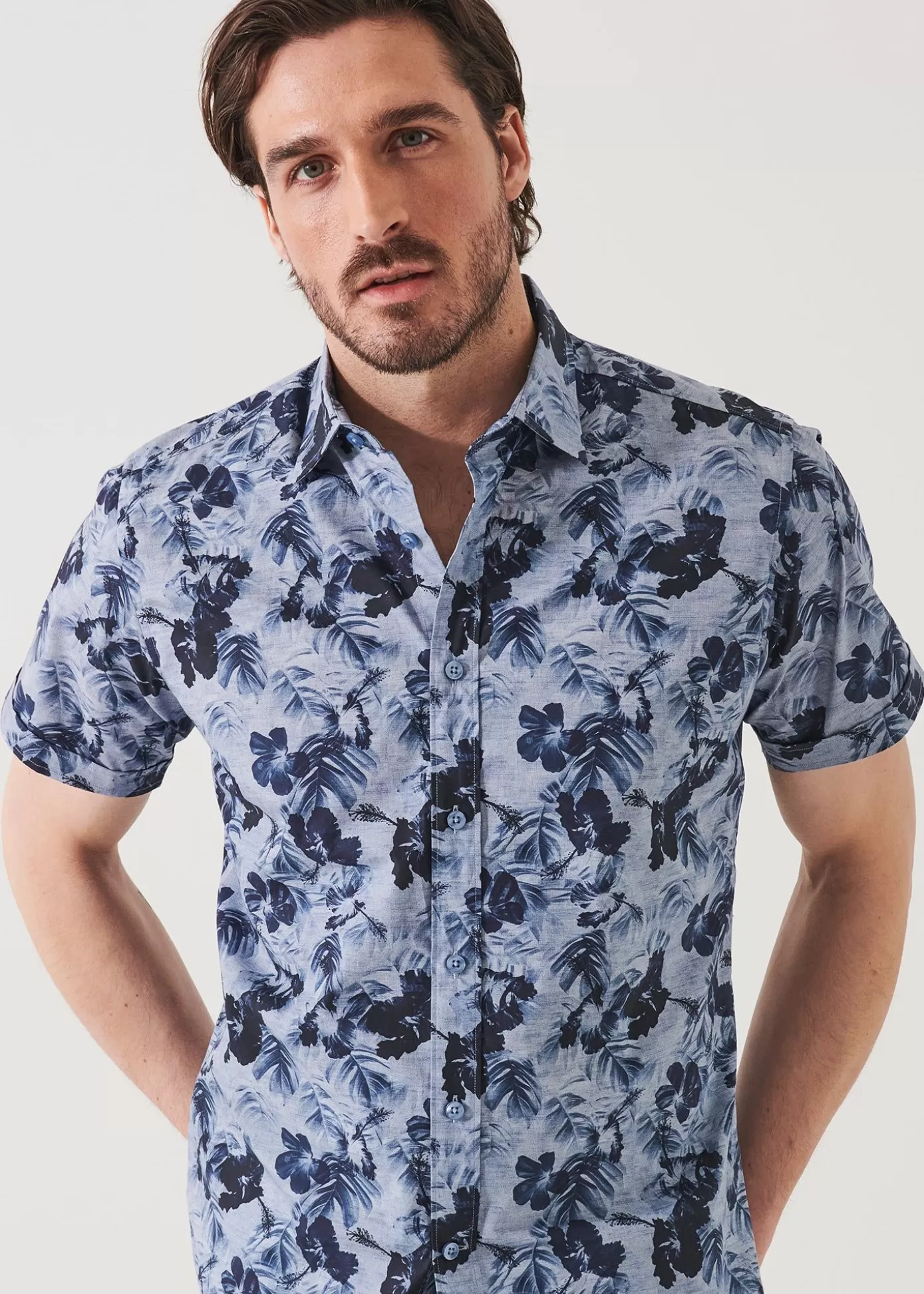 PATRICK ASSARAF Water Colour Floral Print Camp Collar Shirt Sale