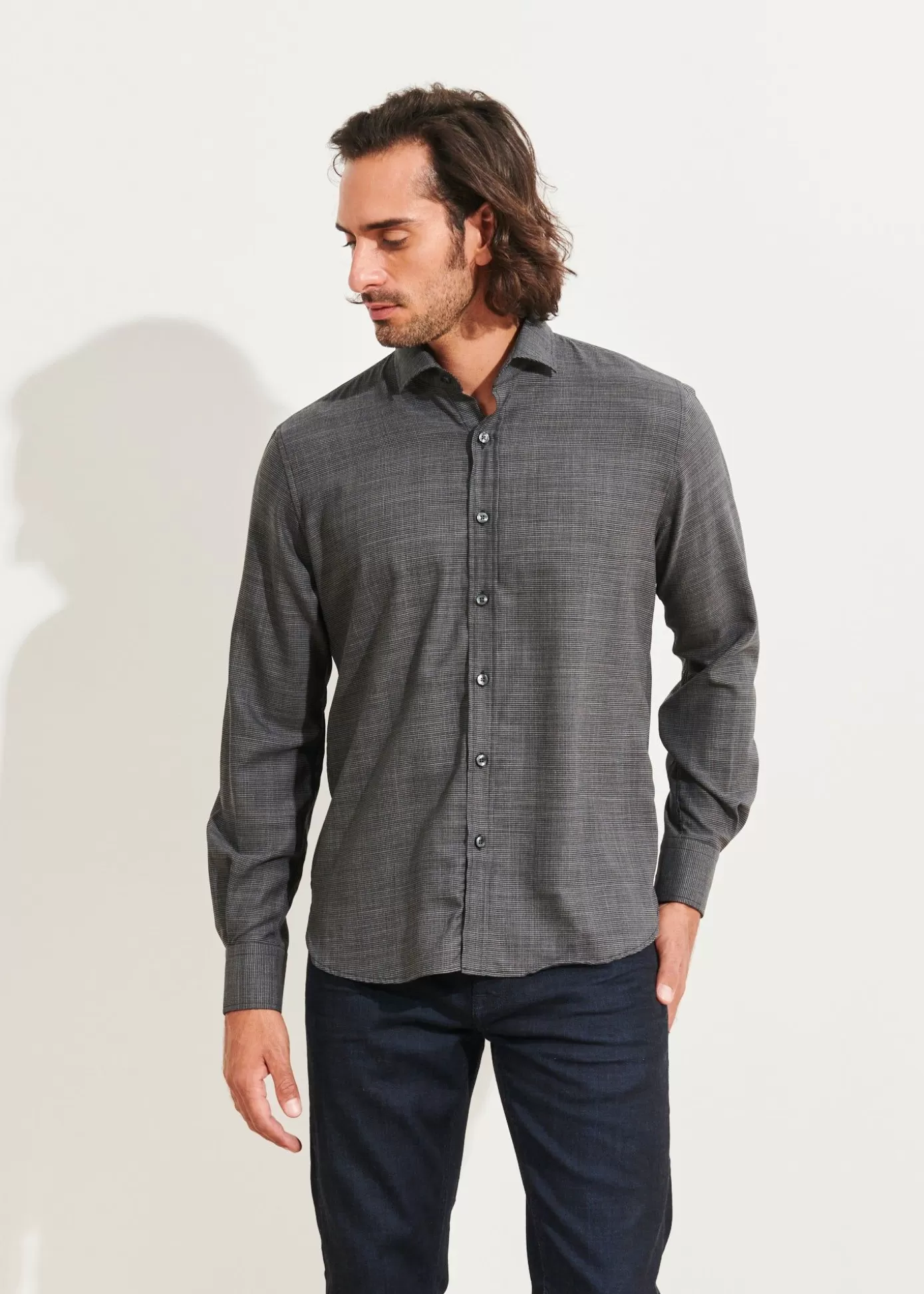 PATRICK ASSARAF Wool Houndstooth Shirt Cheap