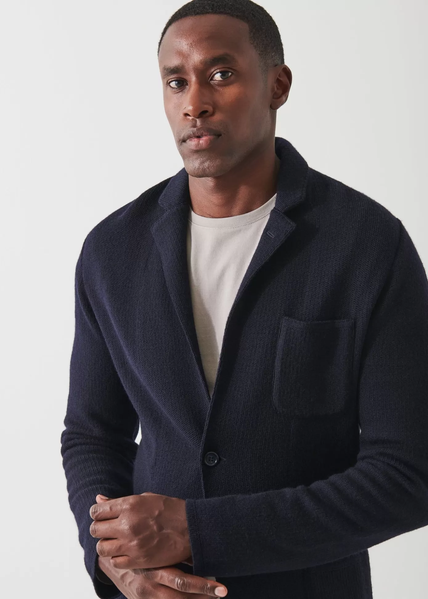 PATRICK ASSARAF Wool-Cashmere Blend Knit Blazer Store